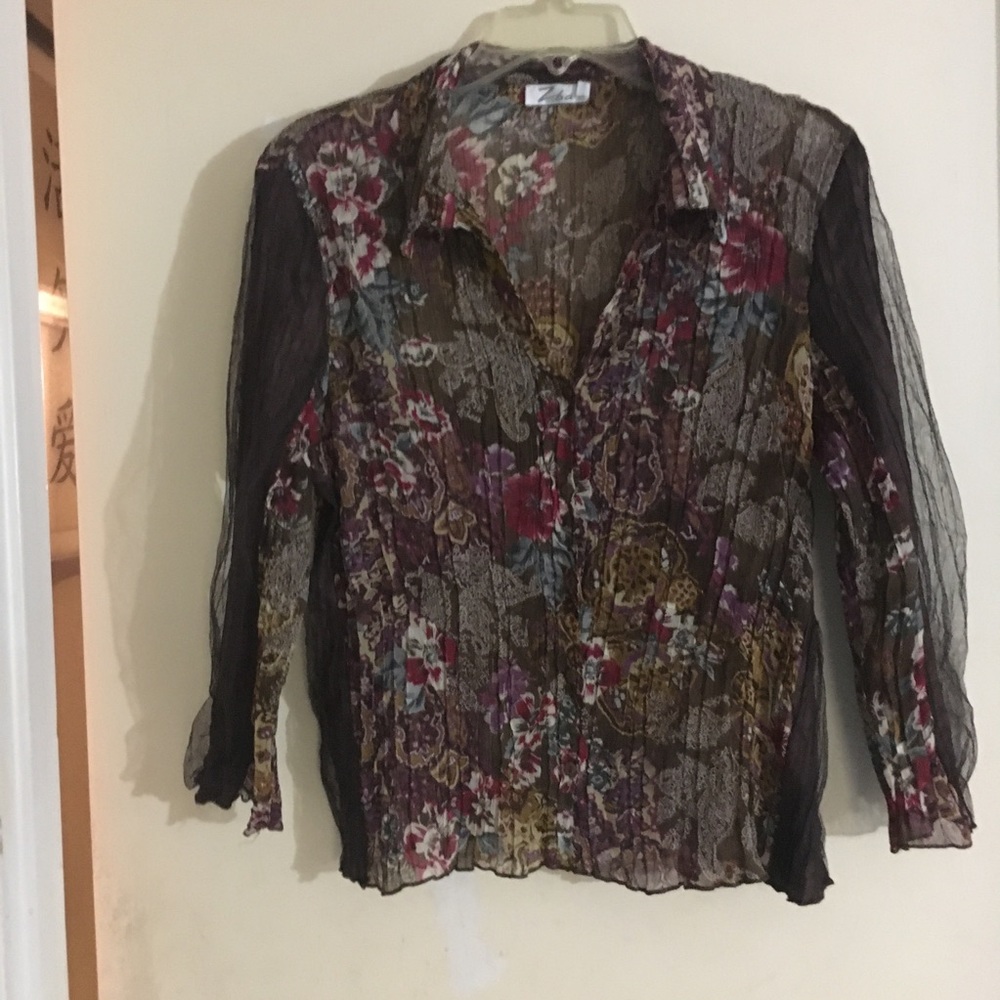 Zba Floral  Blouse Size Large.